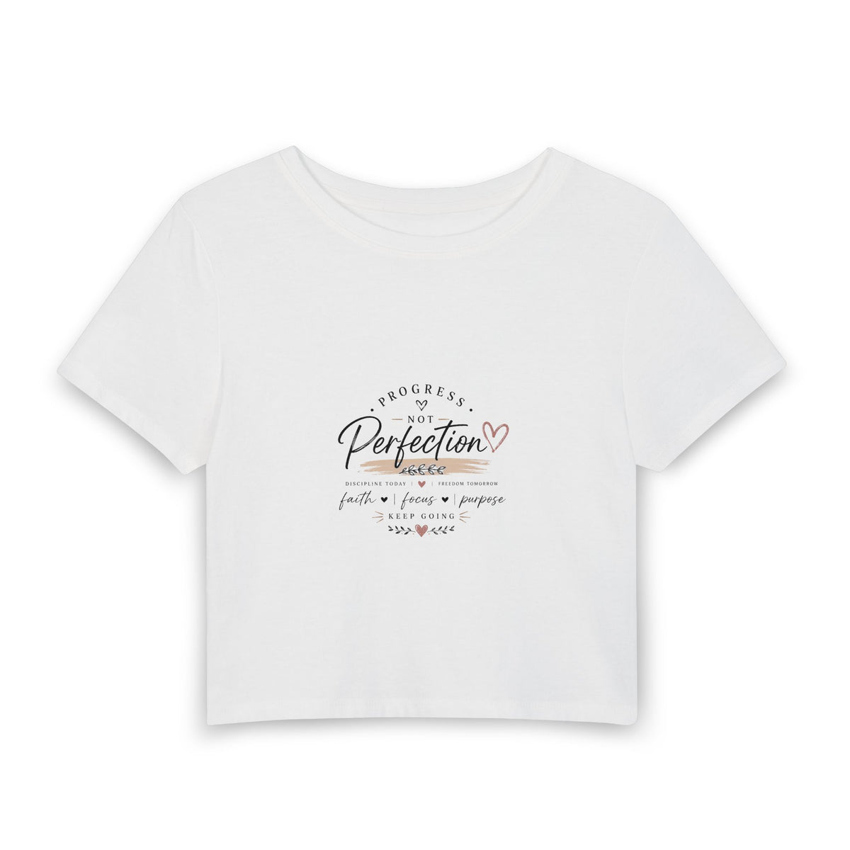 Progress Not Perfection Women's Baby Tee – Inspirational Faith & Self-Love Crop Top