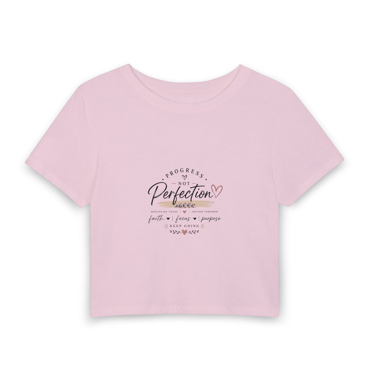 Progress Not Perfection Women's Baby Tee – Inspirational Faith & Self-Love Crop Top