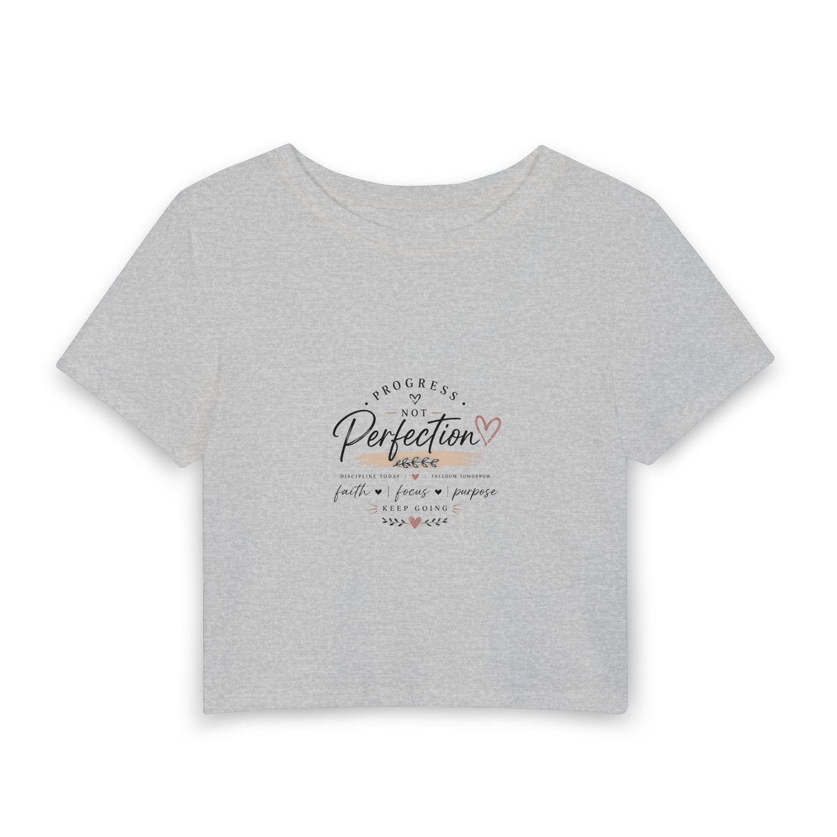 Progress Not Perfection Women's Baby Tee – Inspirational Faith & Self-Love Crop Top