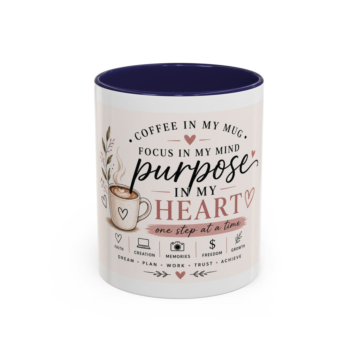 Coffee Mug — "Coffee in My Mug, Purpose in My Heart" Inspirational Accent Mug (11/15 oz)