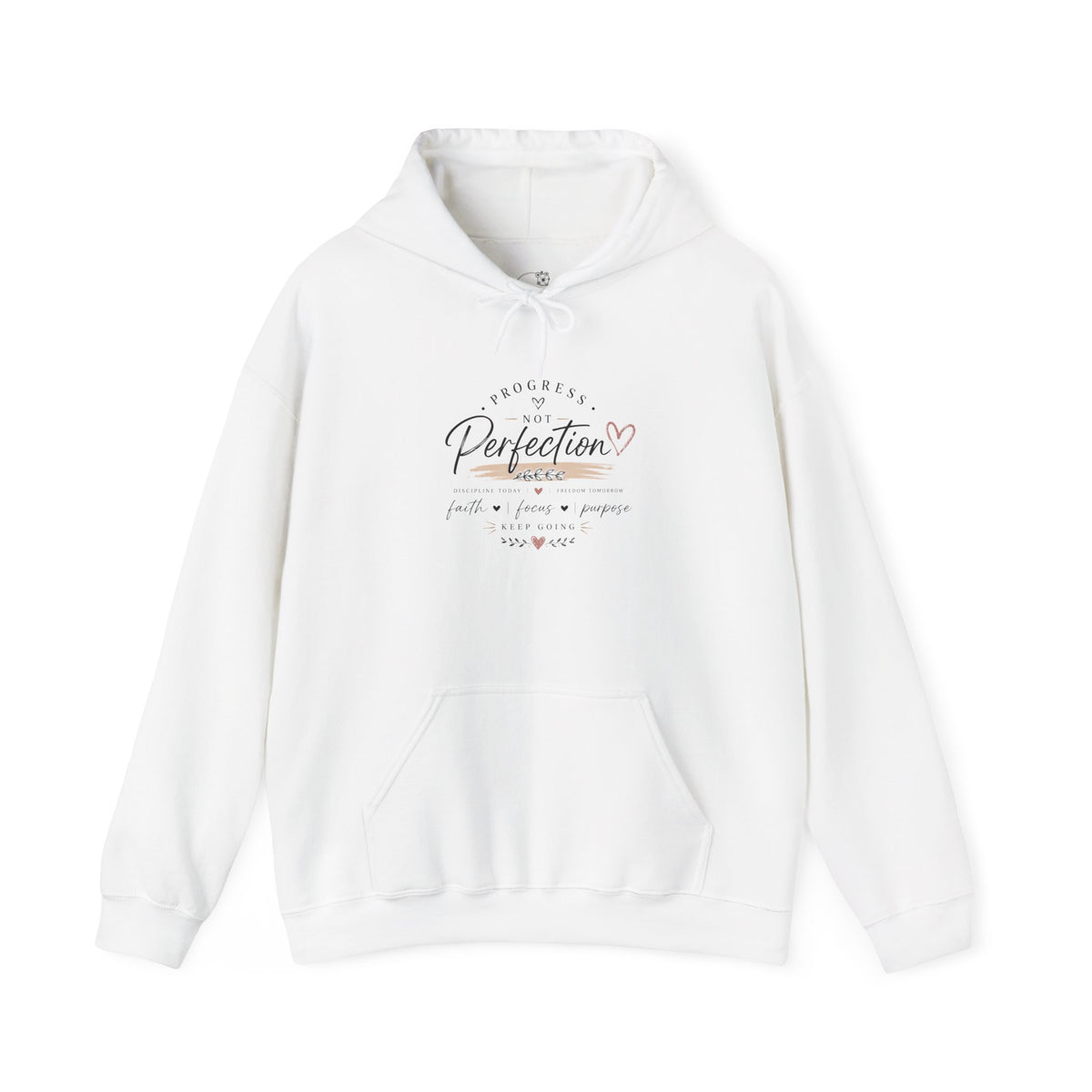 Perfection Floral Hoodie — 'Always Perfect' Inspirational White Pullover