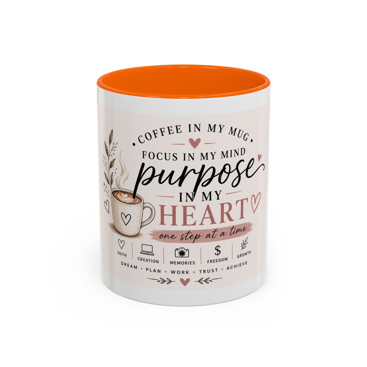 Coffee Mug — "Coffee in My Mug, Purpose in My Heart" Inspirational Accent Mug (11/15 oz)