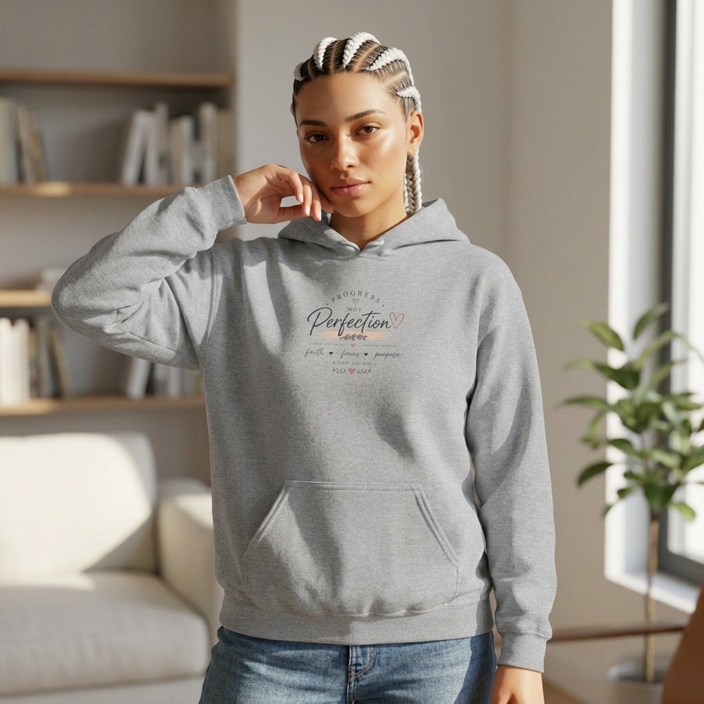 Perfection Floral Hoodie — 'Always Perfect' Inspirational White Pullover