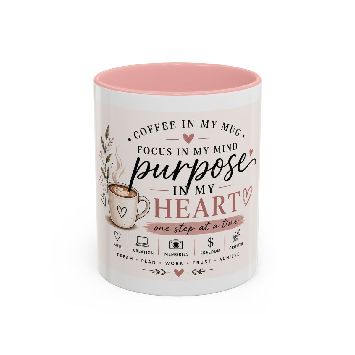 Coffee Mug — "Coffee in My Mug, Purpose in My Heart" Inspirational Accent Mug (11/15 oz)