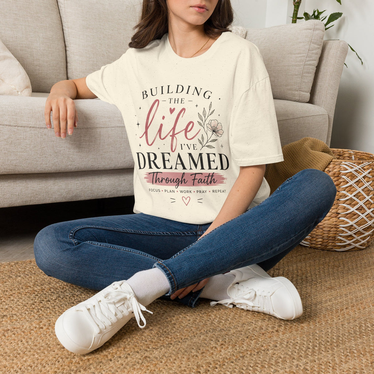 Building the Life I’ve Dreamed T-Shirt — Inspirational Faith Floral Tee