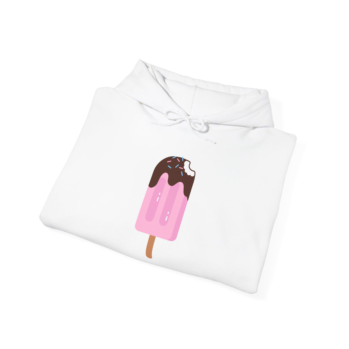 Ice Cream Popsicle Hoodie — Cute Pink Chocolate Drip Graphic Sweatshirt