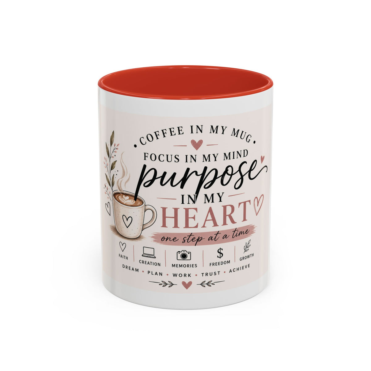 Coffee Mug — "Coffee in My Mug, Purpose in My Heart" Inspirational Accent Mug (11/15 oz)